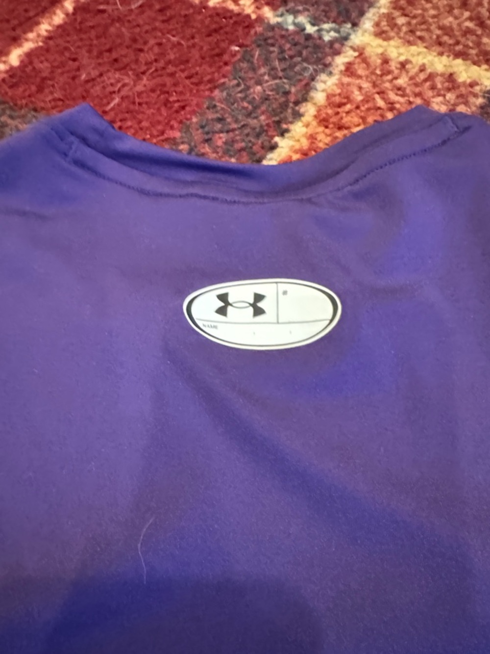 Men’s size M Under Armour Purple Short Sleeve Compression Top with White Logo - Picture 4 of 4